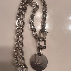 Solid Sterling Silver Gucci Link and Charm Necklace
